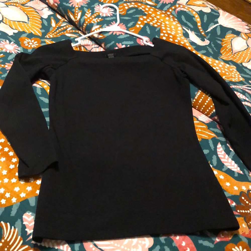 Black Jcrew Boat/Square-neck 3/4 Sleeves Top